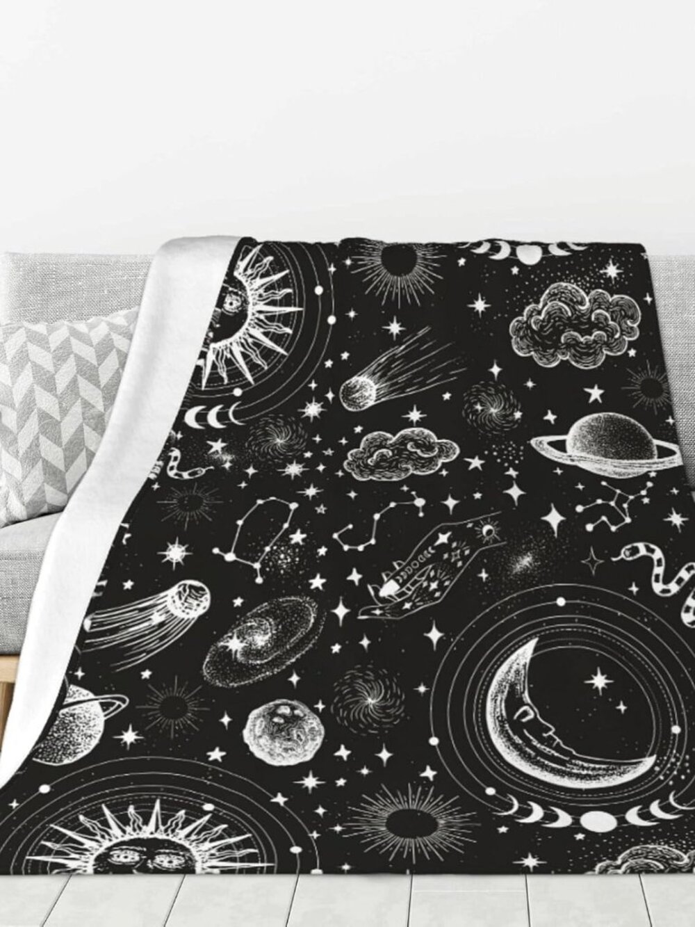 Moon Blanket 60"x50" Gothic Blankets Witchy Blankets Witchy Gifts for Women - Picture 3 of 9